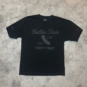 Stussy T-Shirt Mens Small Black Golden State CA US Thirty First Graphic Tee